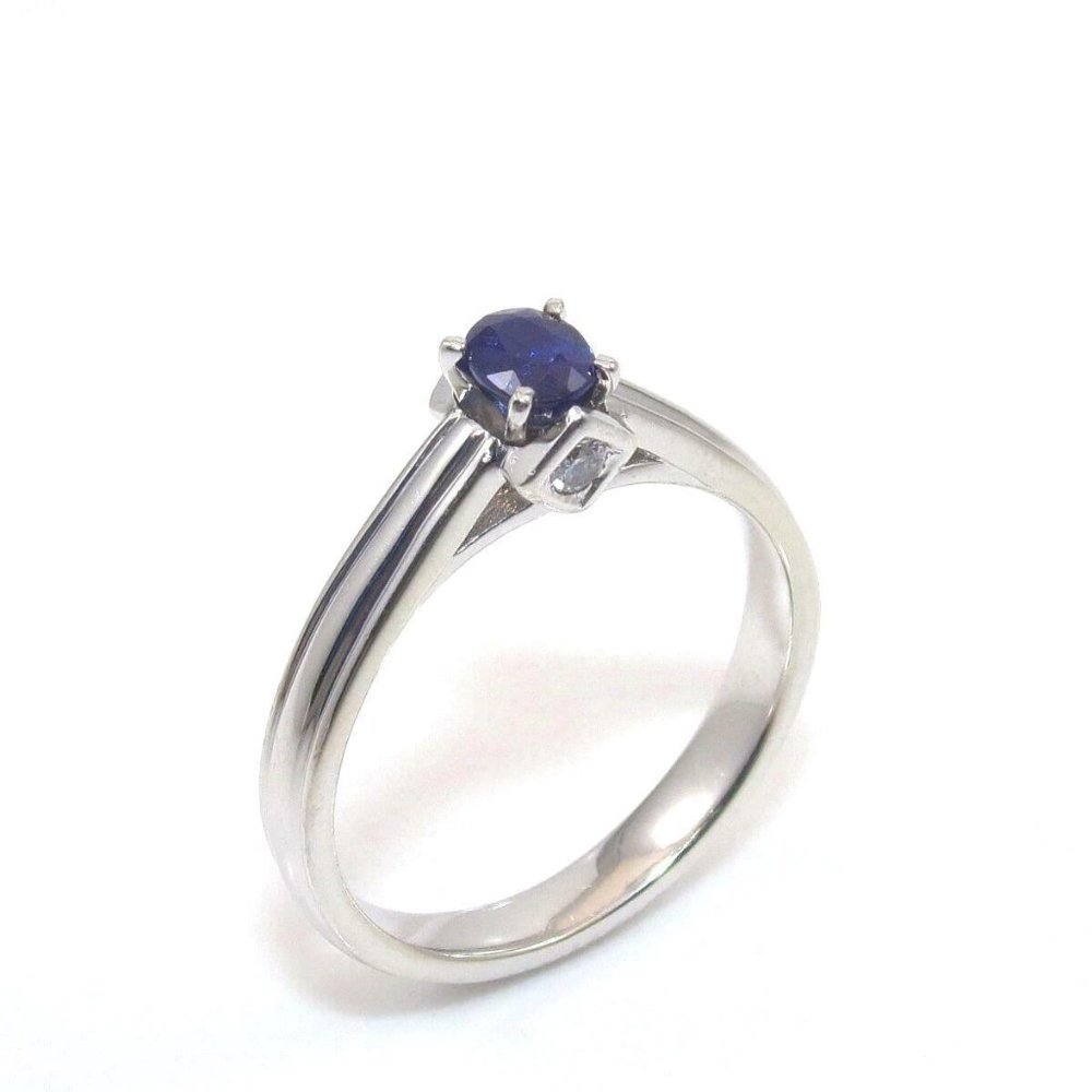 14K Gold Natural Sapphire Diamond Ring 7.25